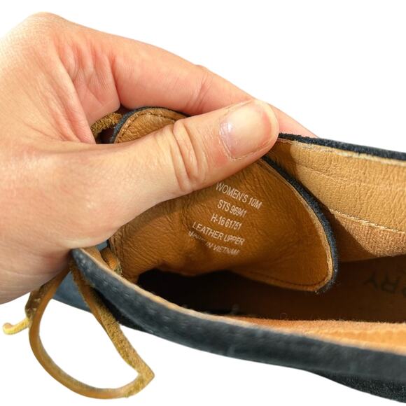 Sperry Black and Tan Wedge Boots with Suede Finish SZ 10 - Picture 5 of 5